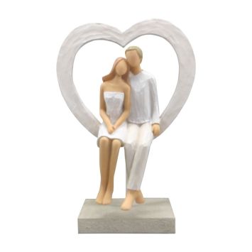 Figurine de couple assis avec cœur pour décoration romantique | jourdefete.com