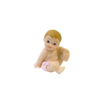 Figurine en résine pour baptême - Bébé assis - Modèle au choix