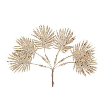 6 feuilles de palme sur tige a paillettes or | jourdefete.com
