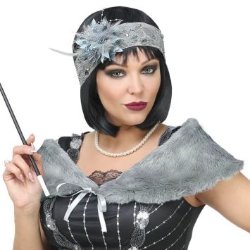 Étole et Bandeau - Charleston - Gris | Jourdefete.com