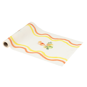 Chemin de table Fizz Agrume 28cmx5m, tissu aux couleurs jaune, orange et crème | jourdefete.com