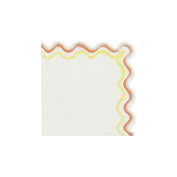 Serviettes Fizz Agrume crème, orange, jaune et or avec bord ondulé | jourdefete.com