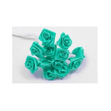 72 Mini Roses en satin sur tige - Jade