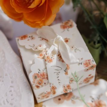 10 étiquettes "Merci" FSC® - 2 x 5 cm - Collection Peachy