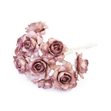 12 Fleurs Papier Pailletées - Rose Gold | jourdefete.com
