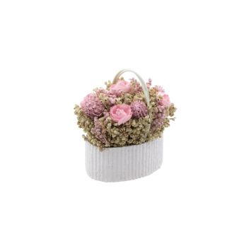 panier de fleurs roses