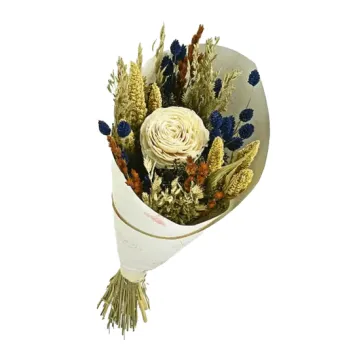 Bouquet de fleurs Sola naturel et bleu - 50 cm
