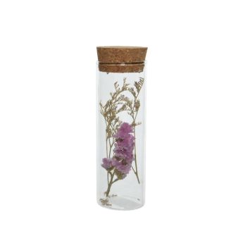 Tube en verre de Fleurs séchées avec bouchon en liège - Couleur aléatoire