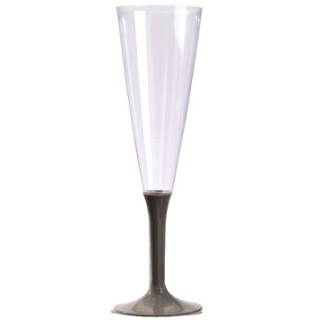 10 Flûtes à Champagne Plastique Pied Taupe