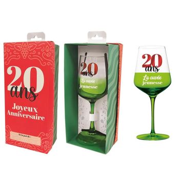 Verre à vin en verre pour anniversaire - Âge au choix