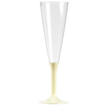 10 Flûtes à Champagne Plastique Pied "Ivoire"