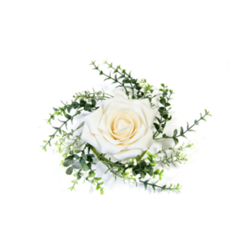 Rose décorative et feuillage de centre de table - Ivoire