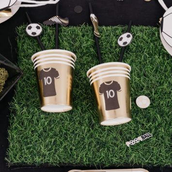 8 Gobelets - Football - Noir, Blanc et Or