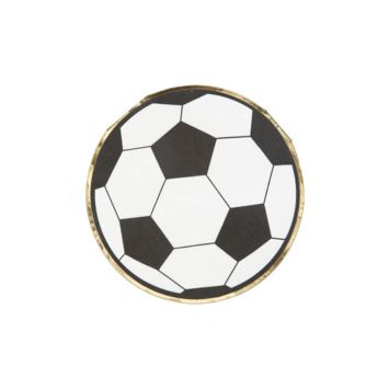 16 Serviettes - Football - Noir, Blanc et Or