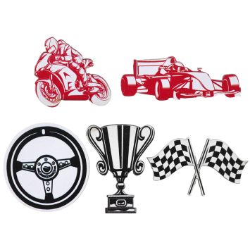 Confettis de table sur le thème des courses automobiles avec Formule 1, moto et trophée | jourdefete.com
