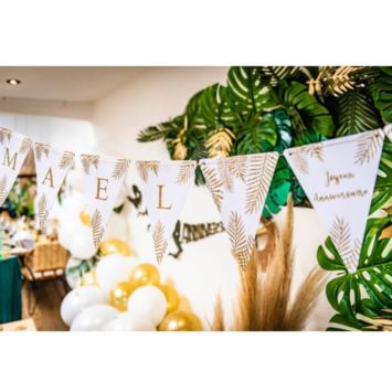 5 Fanions Blancs et Paillettes Or " W " - Fougère