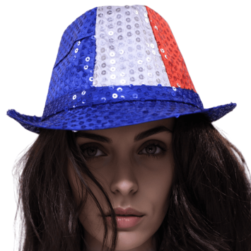 Chapeau Borsalino à sequins France Tricolore