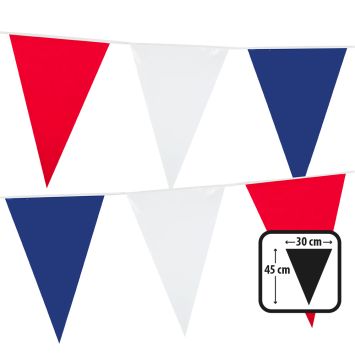 Guirlande de fanions géants tricolore rouge, blanc et bleu 10m | jourdefete.com