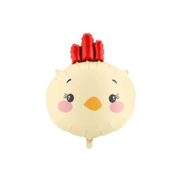 Ballon en aluminium en forme de tête de poule mignonne avec une crête rouge pour décoration de fête d'anniversaire ferme | jourdefete.com