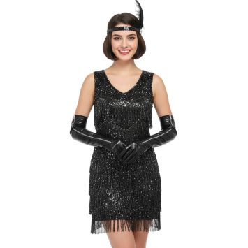 Gants noirs à ouverture zippée en simili cuir