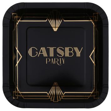 10 assiettes en carton - 23 x 23 cm - Collection Gatsby