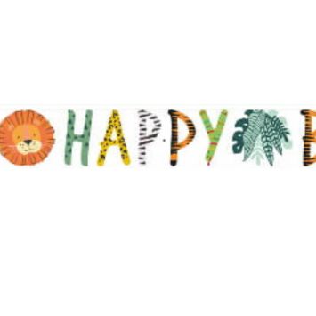Guirlande Happy Birthday - Les Animaux de la Jungle