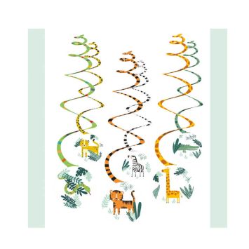 6 spirales à suspendre recto verso les animaux de la jungle | jourdefete.com
