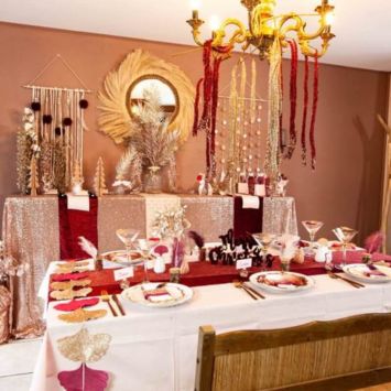 Feuilles Ginkgo Paillettes Champagne - 80 cm