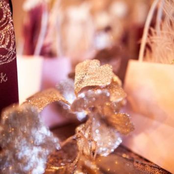 Feuilles Ginkgo Paillettes Rose Gold - 80 cm