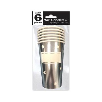 6 maxi gobelets étoiles argentés | jourdefete.com