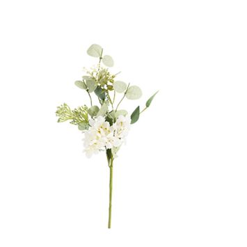 Branche avec fleurs et feuillage - 35 cm - Collection Greenery