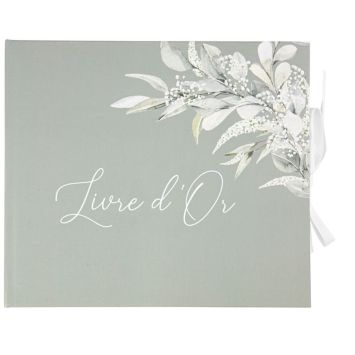 Un joli livre d'or vert aux motifs végétaux pour votre événement festif | jourdefete.com