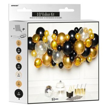 Guirlande de 66 ballons - Noir et Or