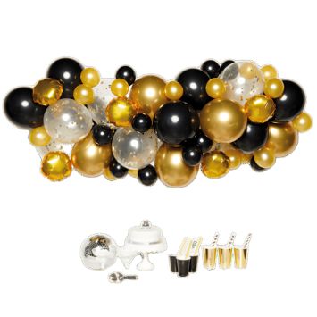 Guirlande de 66 ballons - Noir et Or