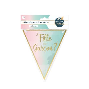 Guirlande à fanions - Fille ou Garçon ? - Collection Gender Reveal | jourdefete.com