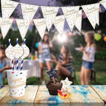 Guirlande à fanions - Joyeux Anniversaire - Collection Confettis