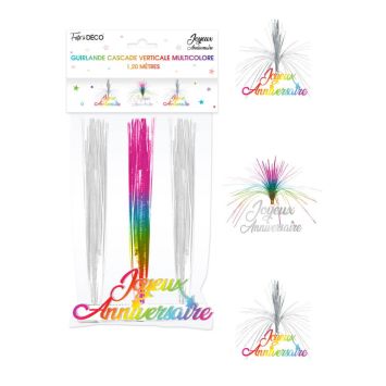 guirlande-cascade-multicolore-argent | jourdefete.com