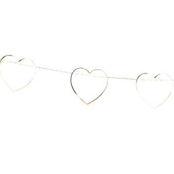 guirlande de cœurs dorés et blancs de 3 m | jourdefete.com
