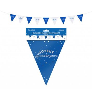 Guirlande de 9 fanions "Joyeux Anniversaire" - 6 m - Couleur au choix