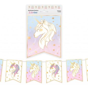 Une guirlande de fanions de 3 mètres sur le thème des licornes | jourdefete.com