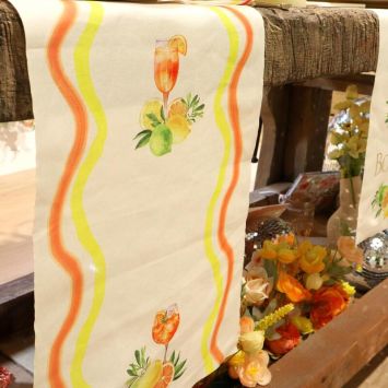 Chemin de table en tissu - 28 cm x 5 m - Collection Fizz Agrume