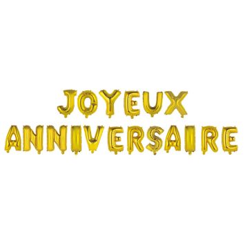 Ballons lettres or "Joyeux Anniversaire" pour décoration de fête | jourdefete.com