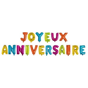 Guirlande de ballons en aluminium - Joyeux Anniversaire - 4 m - Couleur au choix