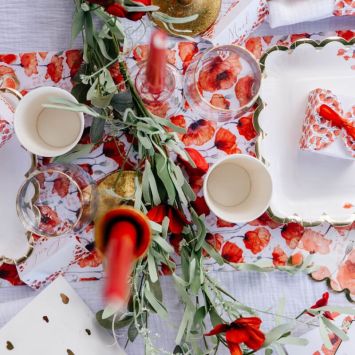 Guirlande de coquelicots et de feuillage -180 cm