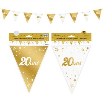 Guirlande de Fanions Anniversaire Métallique - Or - Age au Choix