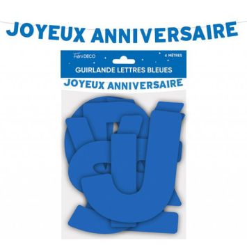 Guirlande de lettres "Joyeux Anniversaire" - 4 m - Couleur au choix