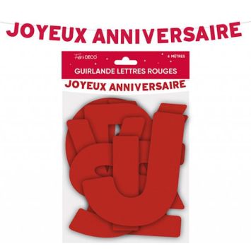 Guirlande de lettres "Joyeux Anniversaire" - 4 m - Couleur au choix
