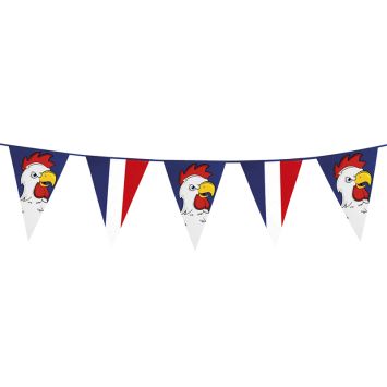 Guirlande de Fanions Géants Coq Gaulois et France - 8m