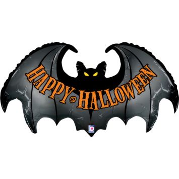 Ballon en aluminium à forme de chauve-souris - Happy Halloween - 99 x 52 cm