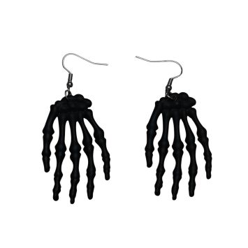 Boucles d'oreilles d'Halloween en forme de mains noires de squelette